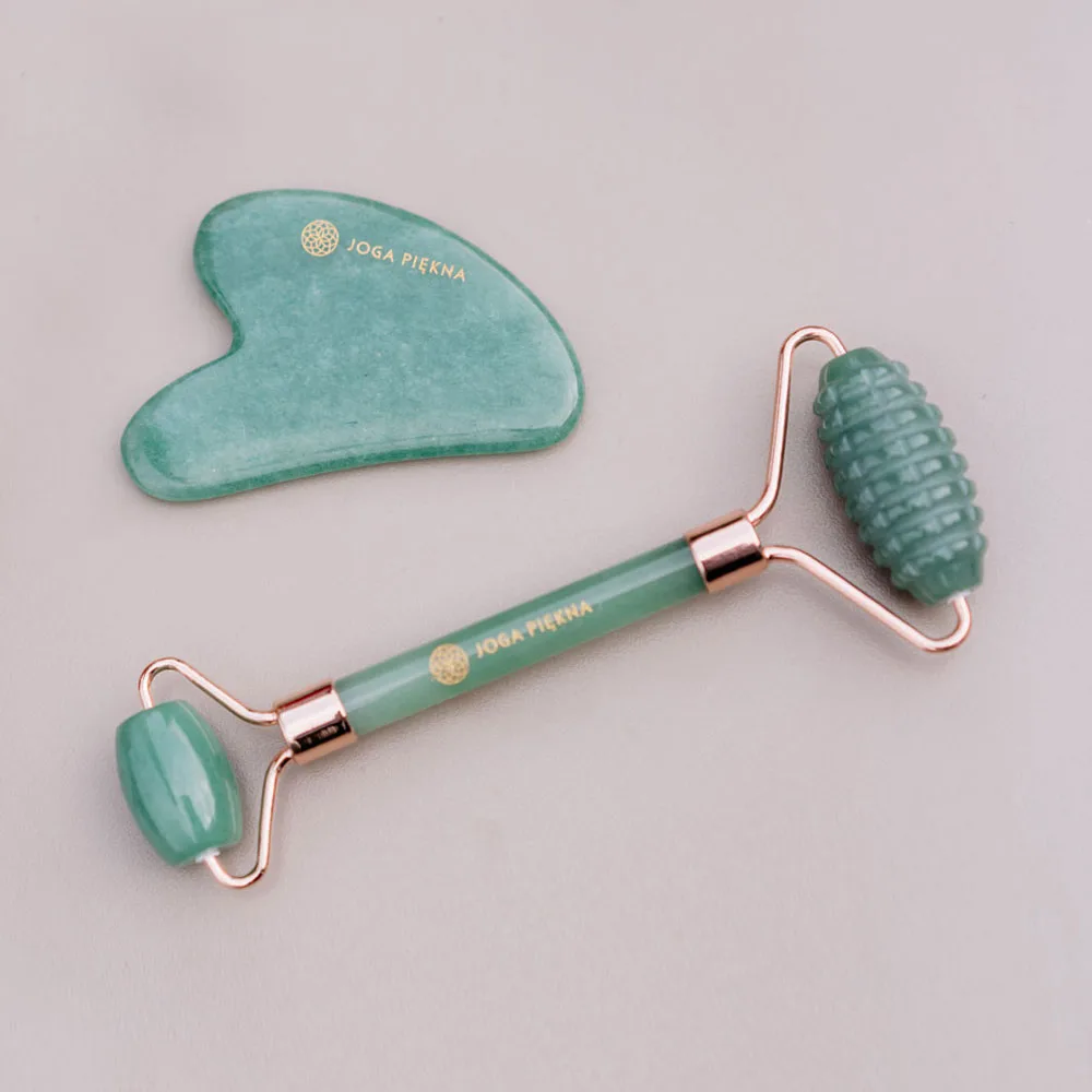 Zestaw roller piłokształtny + Gua Sha z awenturynu - obrazek 2