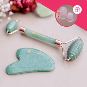 Zestaw do masażu: piłokształtny roller + Gua-Sha • awenturyn