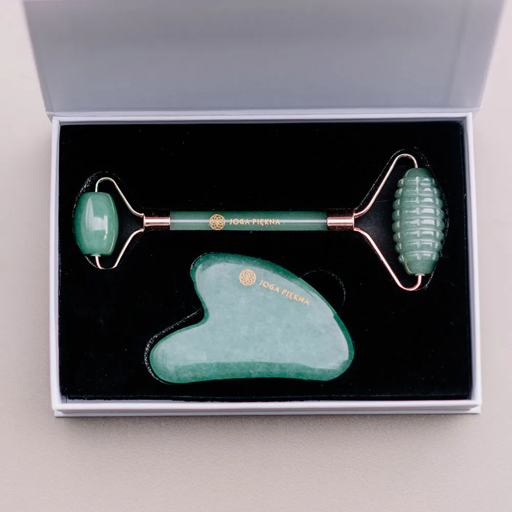 Zestaw roller piłokształtny + Gua Sha z awenturynu - obrazek 3