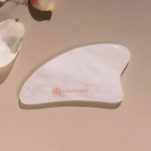 Duży masażer Gua-Sha z różowego kwarcu