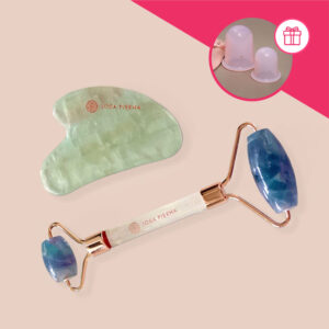 Zestaw do masażu: wałek + Gua-Sha • fluoryt