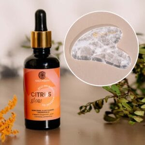 Zestaw: Olejek Citrus Glow i kamień Gua Sha Joga Piękna